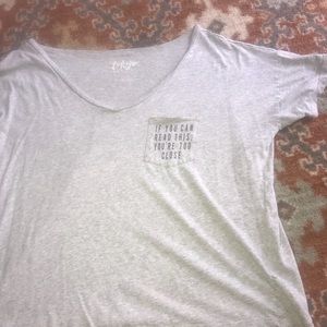 Over-size, off shoulder T-shirt